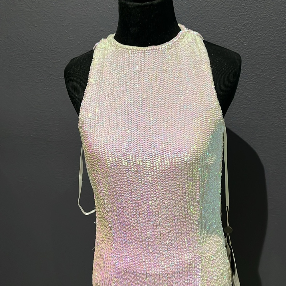 Retrofete Maxi dress iridescent sequence with belt - Picture 4 of 17